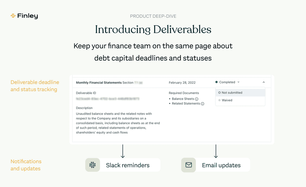 Deliverables: always know where your deliverable deadlines and statuses stand